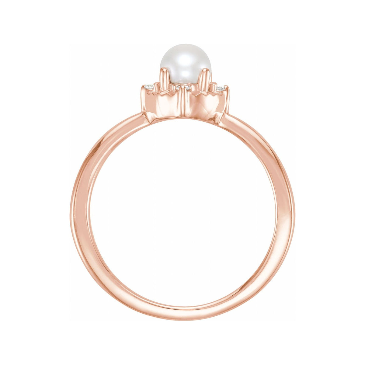 Sapphire Row Cultured Pearl Petite Halo Ring - 14K Rose Gold (view 2)