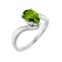 Sapphire Row Natural Peridot Bypass Solitaire Ring - 14K White Gold