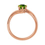 Sapphire Row Natural Peridot Bypass Solitaire Ring - 14K Rose Gold (view 2)