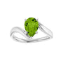 Sapphire Row Natural Peridot Bypass Solitaire Ring - Platinum (view 3)