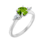 Sapphire Row Natural Peridot Three-Stone Ring - 14K White Gold