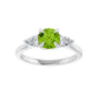 Sapphire Row Natural Peridot Three-Stone Ring - 14K White Gold (view 3)