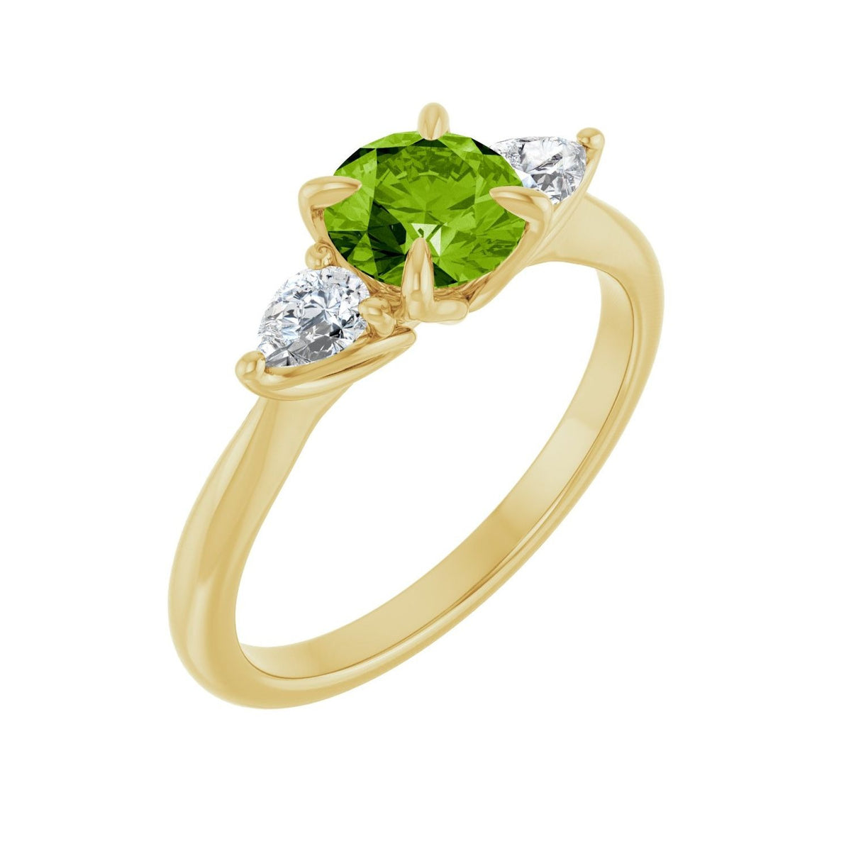 Sapphire Row Natural Peridot Three-Stone Ring - 14K Yellow Gold