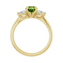 Sapphire Row Natural Peridot Three-Stone Ring - 14K Yellow Gold (view 2)