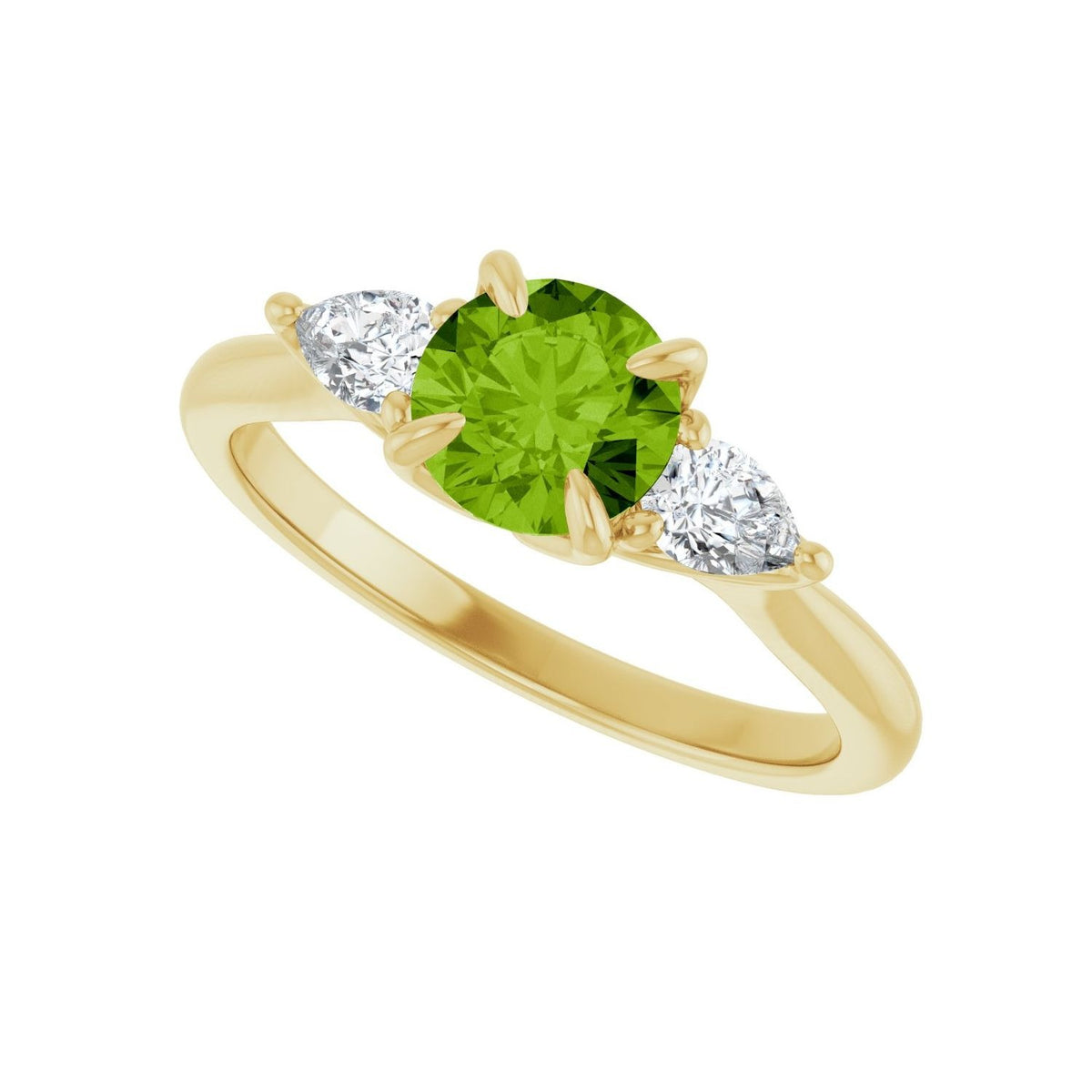Sapphire Row Natural Peridot Three-Stone Ring - 14K Yellow Gold (view 5)