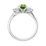 Sapphire Row Natural Peridot Three-Stone Ring - Platinum (view 2)