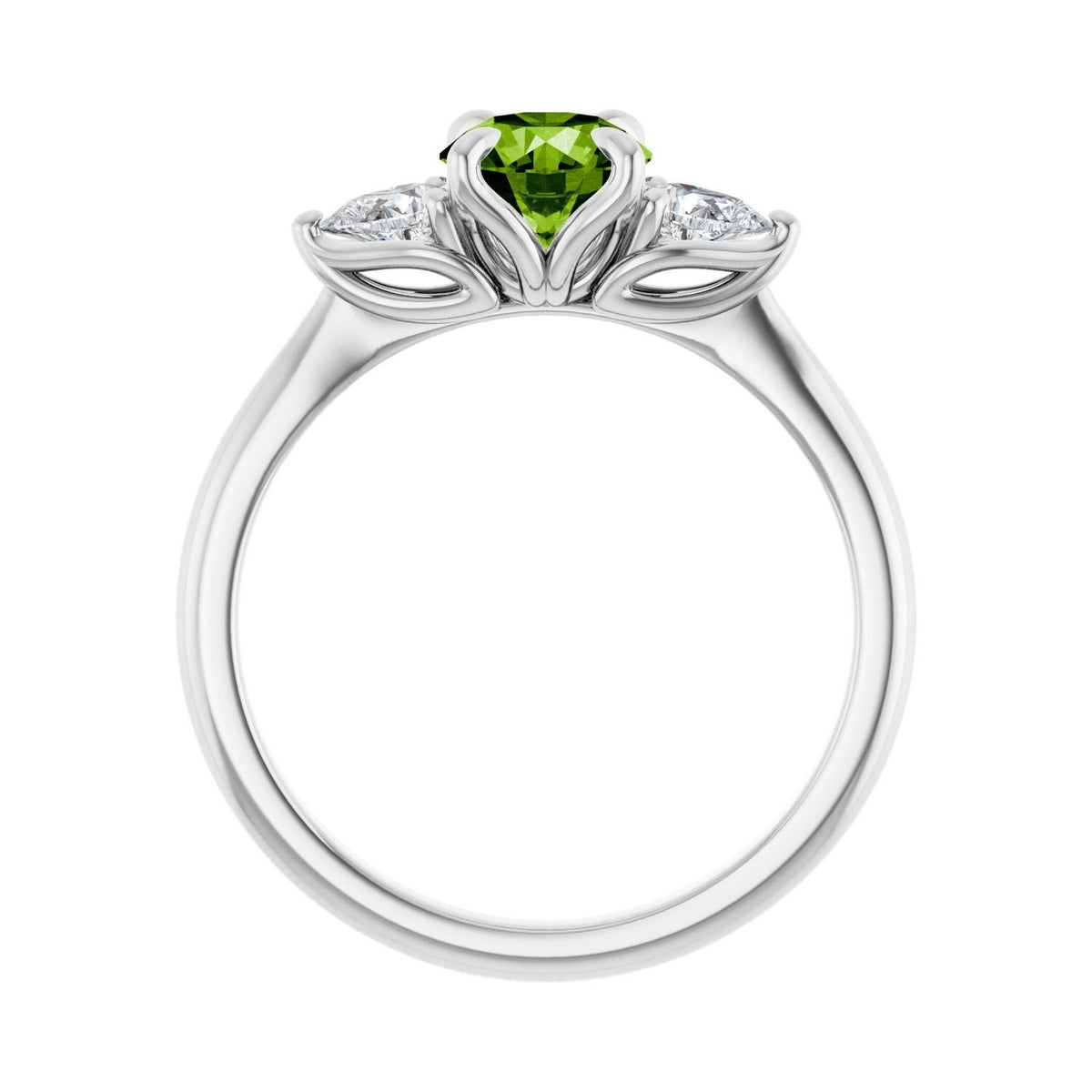 Sapphire Row Natural Peridot Three-Stone Ring - Platinum (view 2)