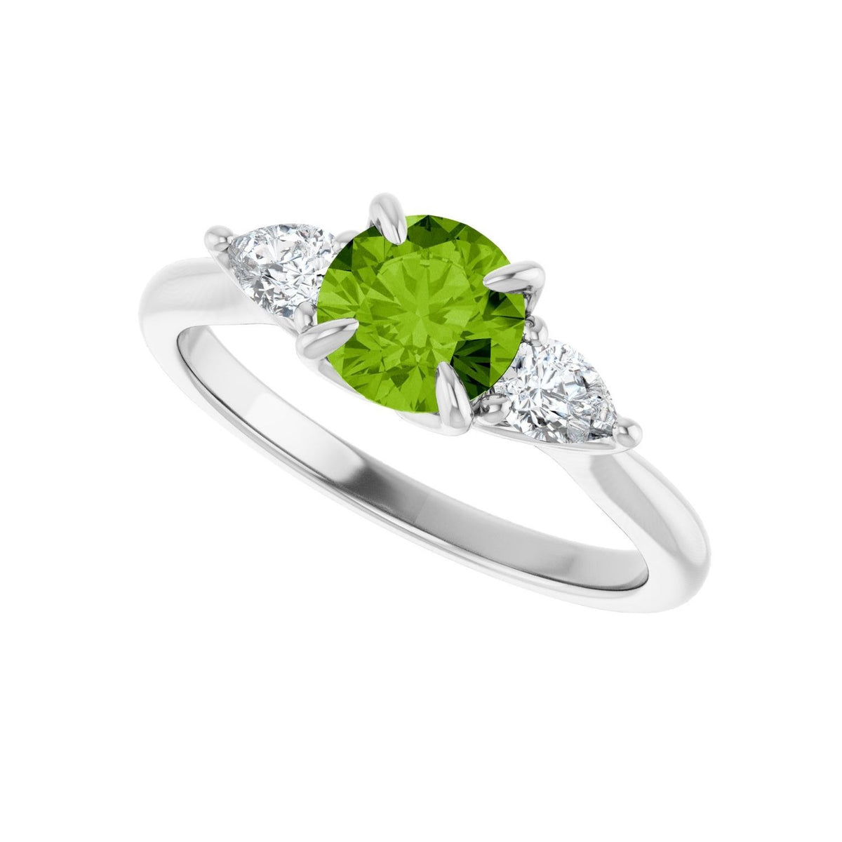 Sapphire Row Natural Peridot Three-Stone Ring - Platinum (view 5)