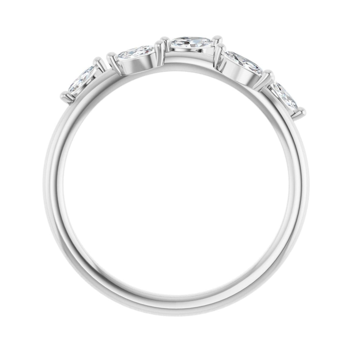 Sapphire Row Natural Diamond Scattered Leaf Ring - 14K White Gold (view 2)