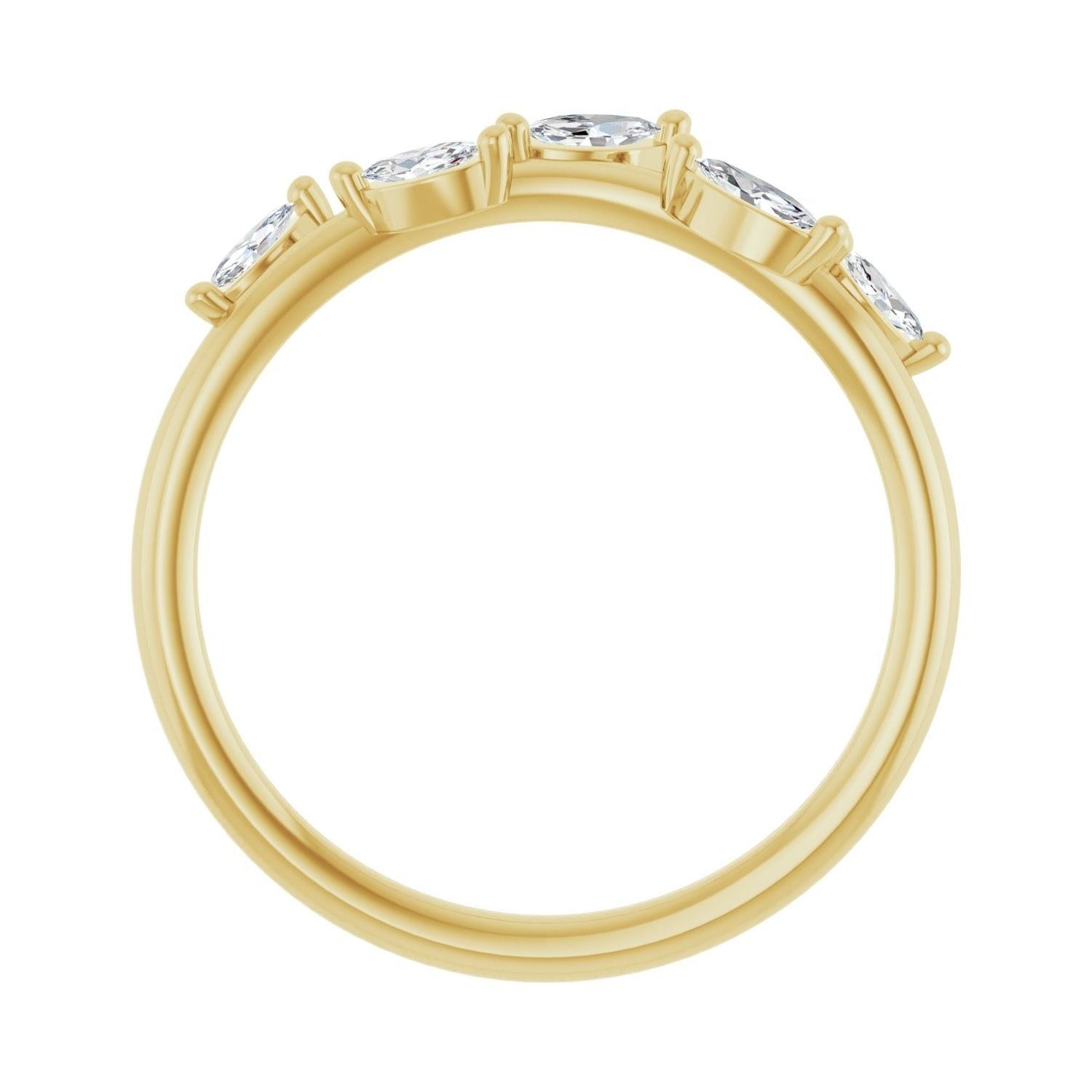 Sapphire Row Natural Diamond Scattered Leaf Ring - 14K Yellow Gold (view 2)