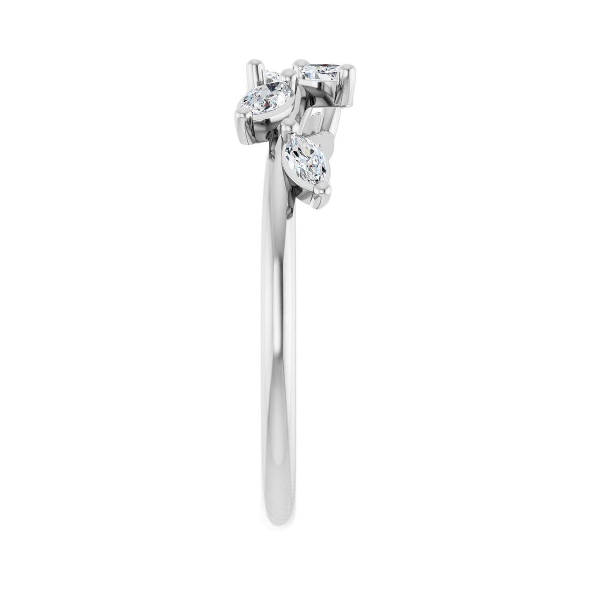 Sapphire Row Natural Diamond Scattered Leaf Ring - Platinum (view 4)