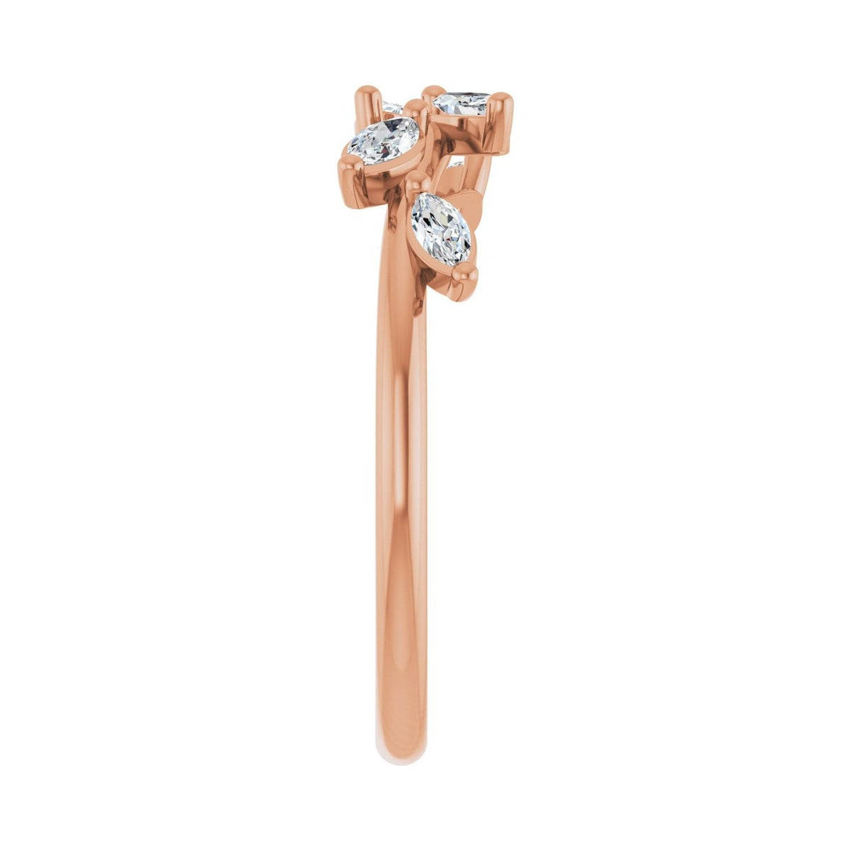 Sapphire Row Lab-Grown Diamond Scattered Leaf Ring - 14K Rose Gold (view 4)