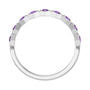 Sapphire Row Natural Gemstone Hexagon Stacking Ring - Amethyst, Platinum (view 2)