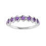 Sapphire Row Natural Gemstone Hexagon Stacking Ring - Amethyst, Platinum (view 3)