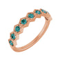 Sapphire Row Natural Gemstone Hexagon Stacking Ring - Alexandrite, 14K Rose Gold