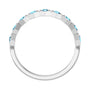 Sapphire Row Natural Gemstone Hexagon Stacking Ring - Aquamarine, 14K White Gold (view 2)