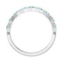 Sapphire Row Natural Gemstone Hexagon Stacking Ring - Blue Zircon, 14K White Gold (view 2)