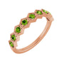 Sapphire Row Natural Gemstone Hexagon Stacking Ring - Peridot, 14K Rose Gold
