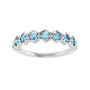 Sapphire Row Natural Gemstone Hexagon Stacking Ring - Aquamarine, Platinum (view 3)