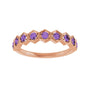 Sapphire Row Natural Gemstone Hexagon Stacking Ring - Amethyst, 14K Rose Gold (view 3)