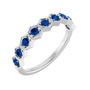 Sapphire Row Natural Gemstone Hexagon Stacking Ring - Blue Sapphire, Platinum