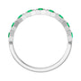 Sapphire Row Natural Gemstone Hexagon Stacking Ring - Emerald, 14K White Gold (view 2)