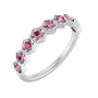 Sapphire Row Natural Gemstone Hexagon Stacking Ring - Pink Tourmaline, 14K White Gold