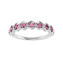 Sapphire Row Natural Gemstone Hexagon Stacking Ring - Pink Tourmaline, Platinum (view 3)