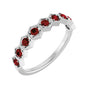 Sapphire Row Natural Gemstone Hexagon Stacking Ring - Mozambique Garnet, 14K White Gold