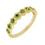 Sapphire Row Natural Gemstone Hexagon Stacking Ring - Peridot, 14K Yellow Gold
