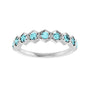 Sapphire Row Natural Gemstone Hexagon Stacking Ring - Blue Zircon, Platinum (view 3)