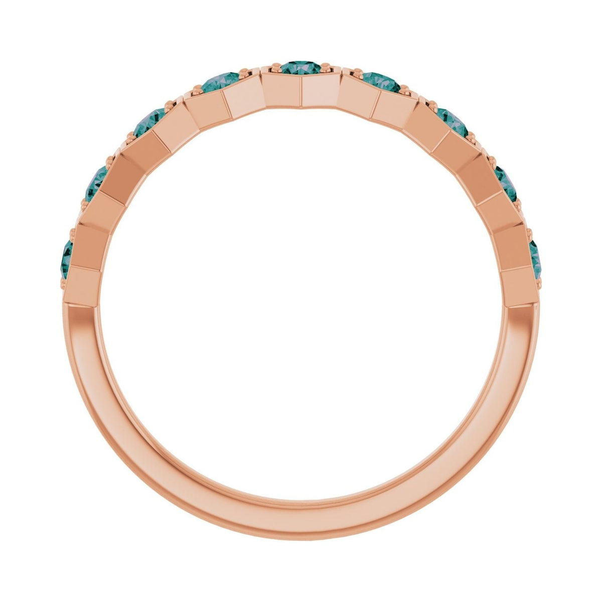 Sapphire Row Lab-Grown Gemstone Hexagon Stacking Ring - Alexandrite, 14K Rose Gold (view 3)