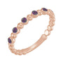 Sapphire Row Natural Gemstone Bezel Bead Stacking Ring - Alexandrite, 14K Rose Gold