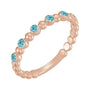 Sapphire Row Natural Gemstone Bezel Bead Stacking Ring - Blue Zircon, 14K Rose Gold