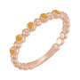 Sapphire Row Natural Gemstone Bezel Bead Stacking Ring - Citrine, 14K Rose Gold