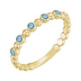 Sapphire Row Natural Gemstone Bezel Bead Stacking Ring - Aquamarine, 14K Yellow Gold