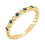 Sapphire Row Natural Gemstone Bezel Bead Stacking Ring - Blue Sapphire, 14K Yellow Gold