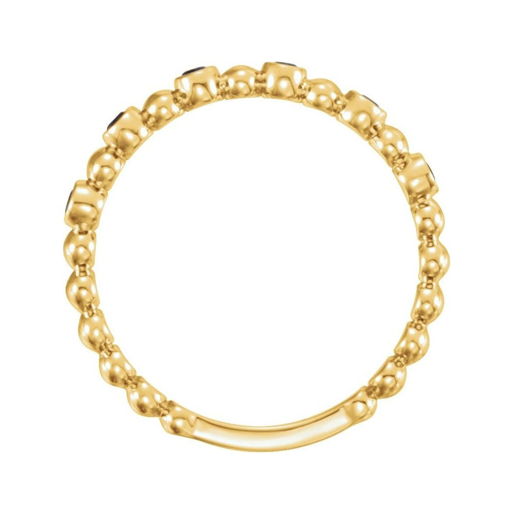 Sapphire Row Natural Gemstone Bezel Bead Stacking Ring - Blue Sapphire, 14K Yellow Gold (view 2)