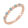 Sapphire Row Natural Gemstone Bezel Bead Stacking Ring - Aquamarine, 14K Rose Gold