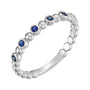 Sapphire Row Natural Gemstone Bezel Bead Stacking Ring - Blue Sapphire, Platinum