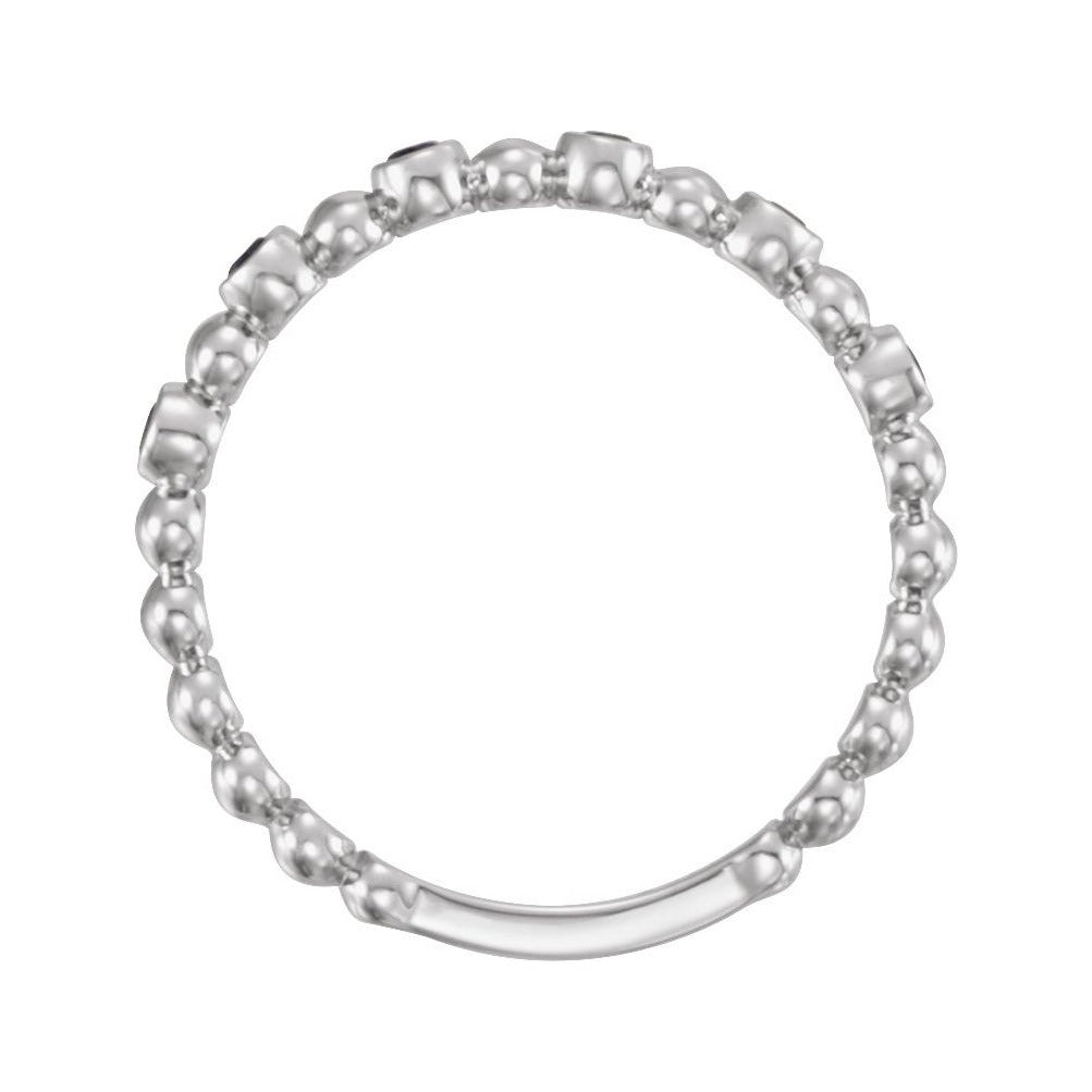 Sapphire Row Natural Gemstone Bezel Bead Stacking Ring - Blue Sapphire, Platinum (view 2)