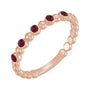 Sapphire Row Natural Gemstone Bezel Bead Stacking Ring - Ruby, 14K Rose Gold