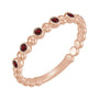 Sapphire Row Natural Gemstone Bezel Bead Stacking Ring - Mozambique Garnet, 14K Rose Gold