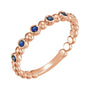 Sapphire Row Natural Gemstone Bezel Bead Stacking Ring - Blue Sapphire, 14K Rose Gold