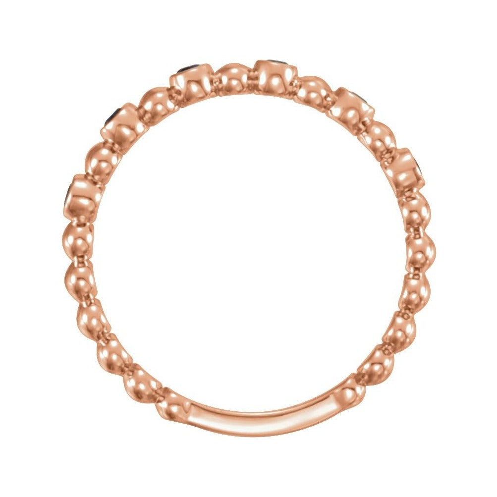 Sapphire Row Natural Gemstone Bezel Bead Stacking Ring - Blue Sapphire, 14K Rose Gold (view 2)