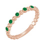 Sapphire Row Lab-Grown Gemstone Bezel Bead Stacking Ring - Emerald, 14K Rose Gold