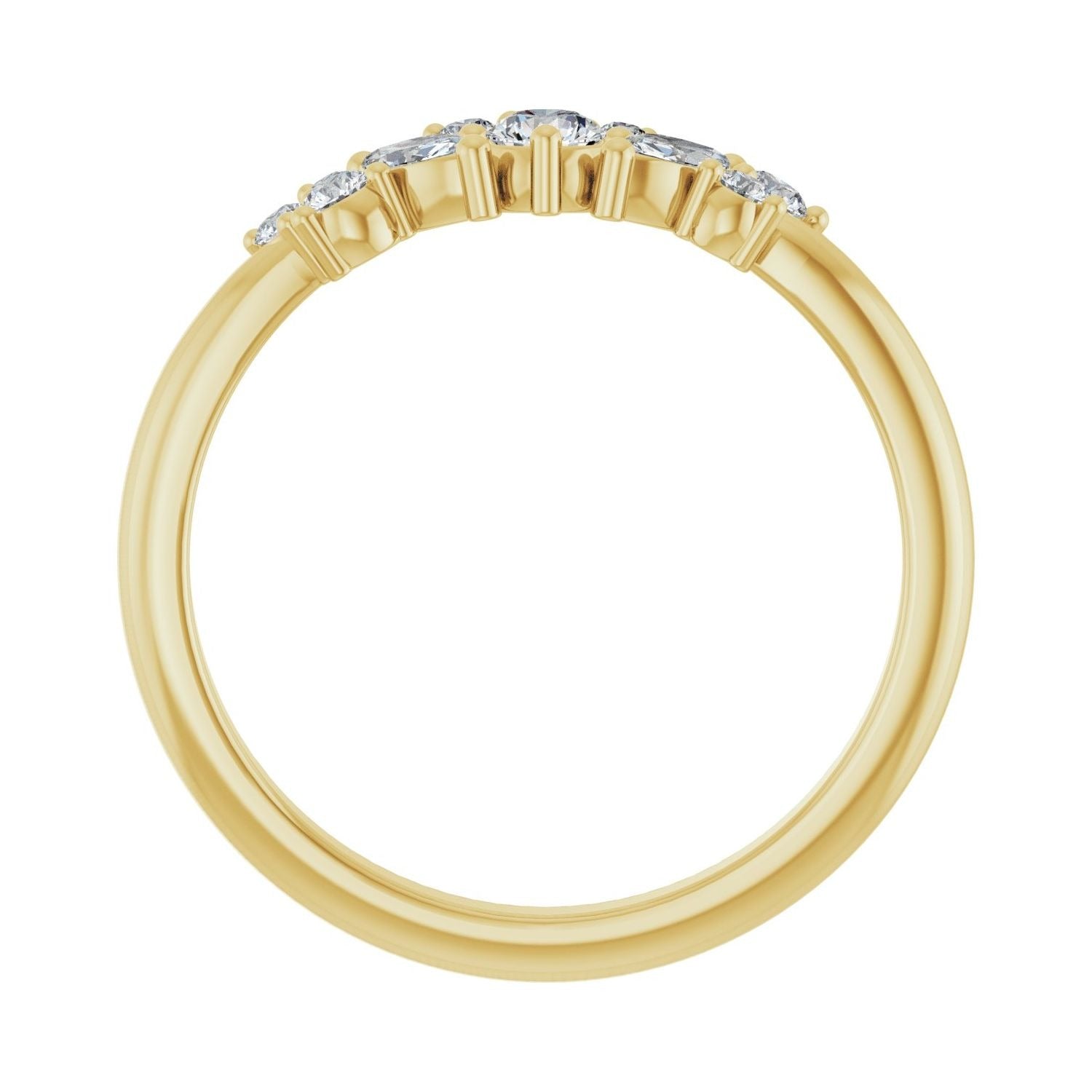 Sapphire Row Natural Diamond Mixed-Shape Cluster Ring - 14K Yellow Gold (view 2)