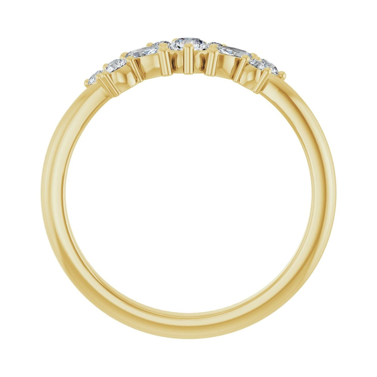 Sapphire Row Natural Diamond Mixed-Shape Cluster Ring - 14K Yellow Gold (view 2)
