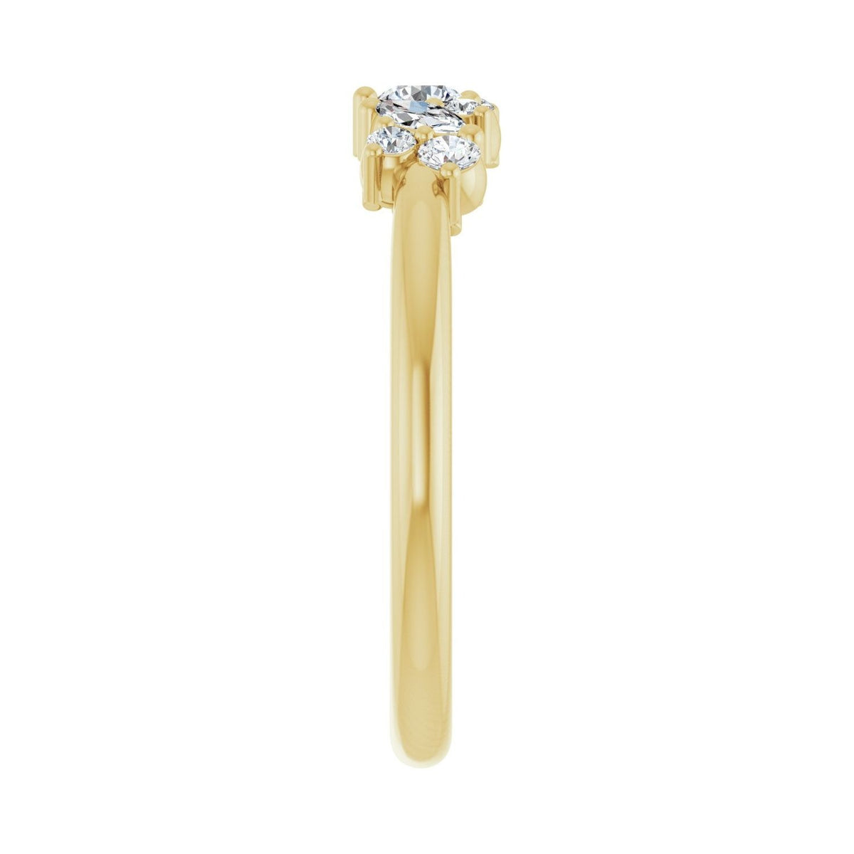 Sapphire Row Natural Diamond Mixed-Shape Cluster Ring - 14K Yellow Gold (view 4)