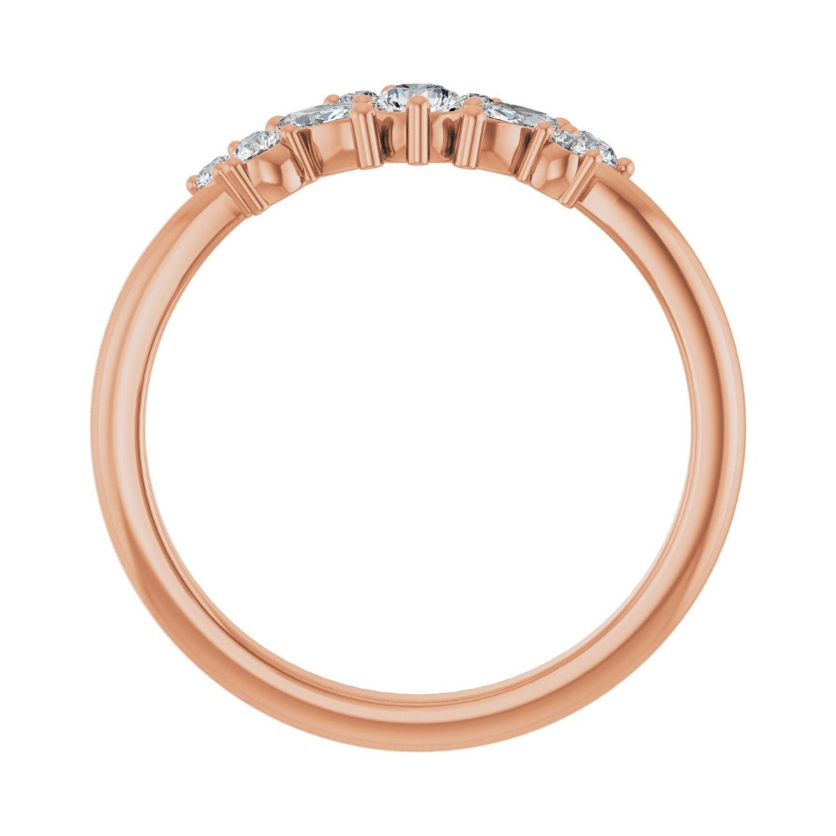 Sapphire Row Natural Diamond Mixed-Shape Cluster Ring - 14K Rose Gold (view 2)
